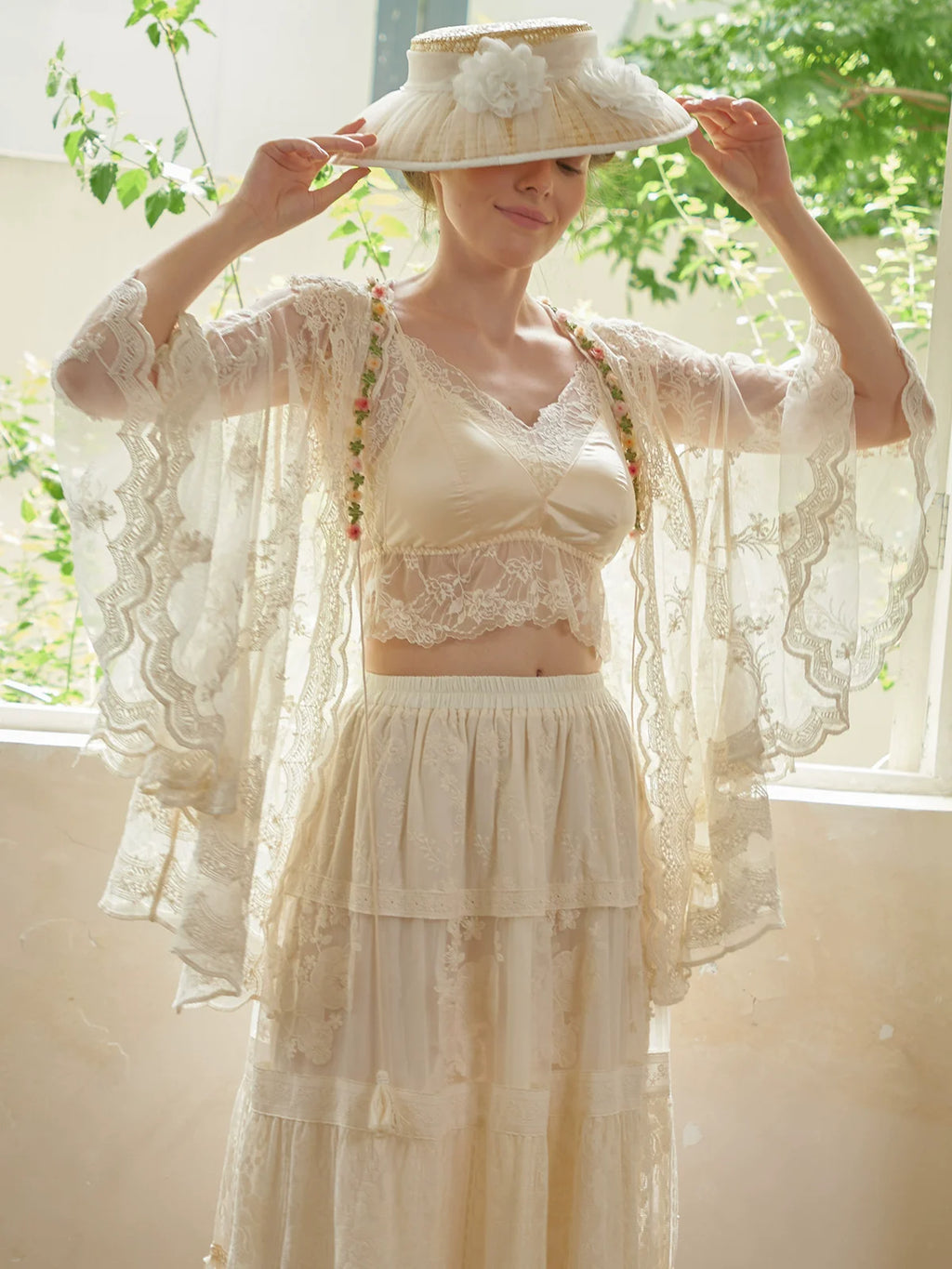 The Butterfly Dance Bolero | 3D Flower Lace Top | Hand-Dyed Versatile Cover-Up | Parisian Princess