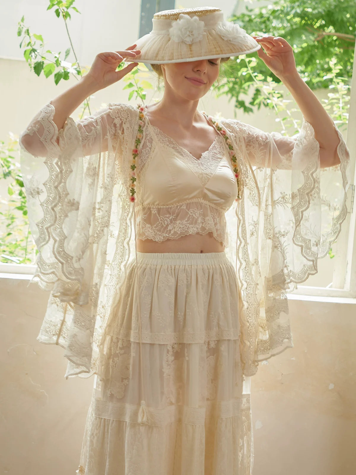 The Butterfly Dance Bolero | 3D Flower Lace Top | Hand-Dyed Versatile Cover-Up | Parisian Princess
