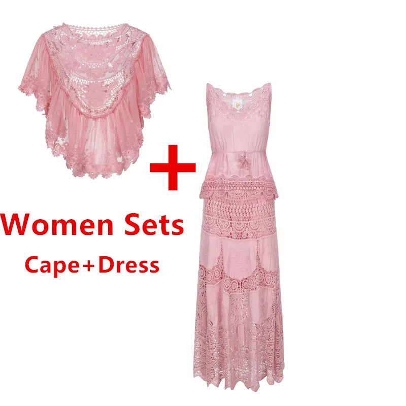 96cm Bust Summer Dress Victoria Vintage Exquisite Embroidery Lace Cape Wedding Dress Elegant Comfortable Cotton Maxi Dress