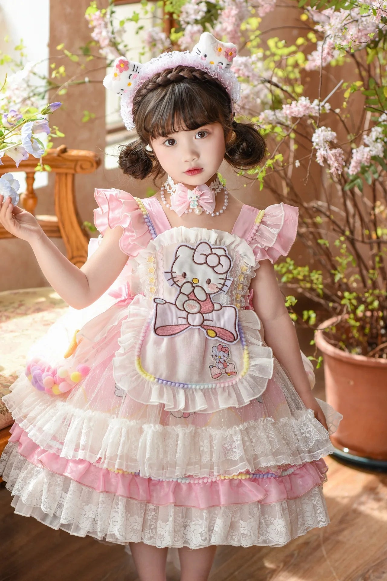 cute Hello Kitty Dress Lolita Girls Party Skirt Girl Kid's Dress Children's Clothes Girls Clothes Kawaii Anime Birthday Gift