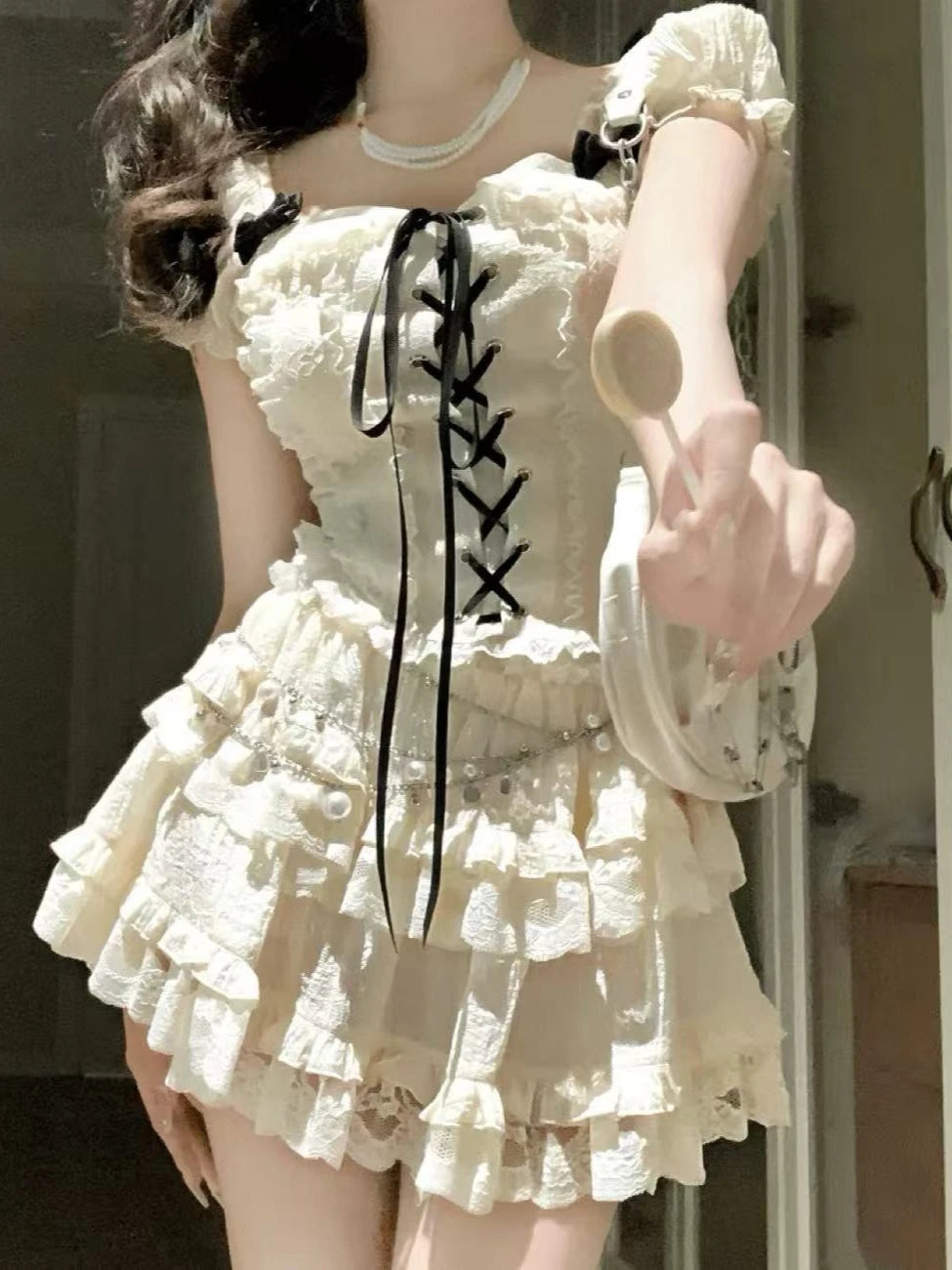 Sweet Parisian 2-Piece Dress Set Women Sexy Off-Shoulder Corset Tops + Mini Cake Skirt French Court Casual Parisian Chic Outfit New