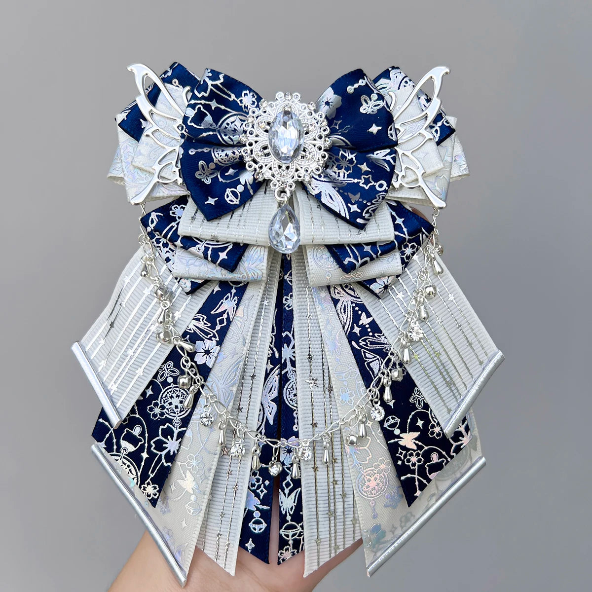 Parisian Blue Bow-luxury in style handmade Fan bow Accessories Light Stick ribbon long streamers knot lolita goods Bag Charm