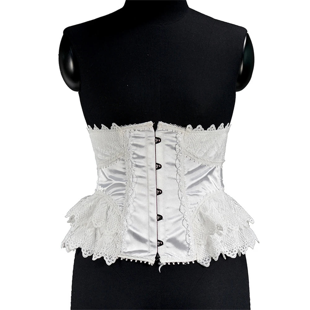 Women Short Steel Bones Floral Lace Underbust Corset Sexy Wedding Evening Dress Corsets Luxury Court Princess Cosplay Lolita