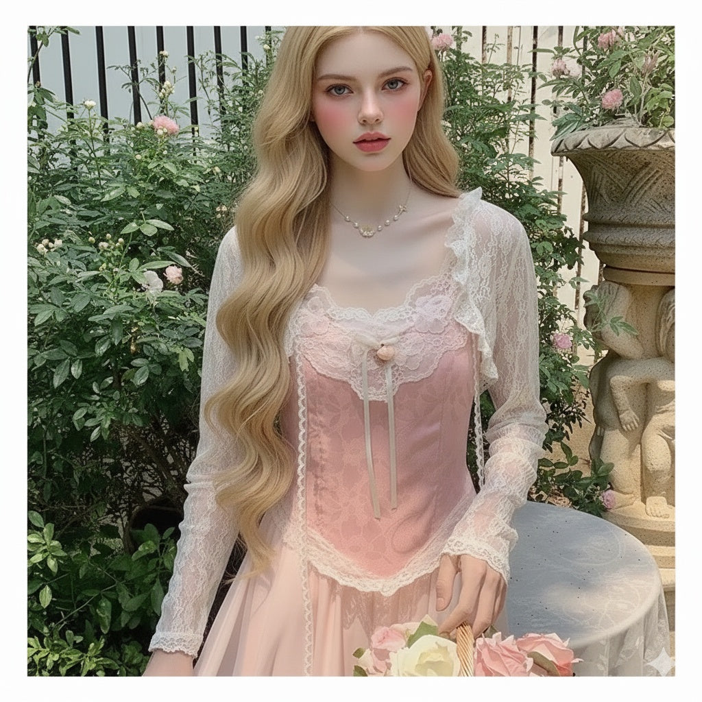 Lace Sun Protection Clothing Women's Summer Outerwear with Strap Vest Top Short Slim Long Sleeve Shirt Coat Gentle Breeze