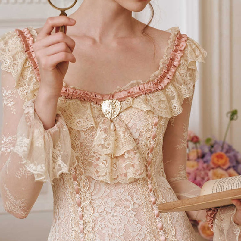 French Fairy Sweet Delicate Lace Princesscore Dress