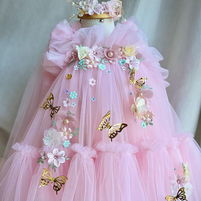 Parisian Baby Princess:  Mesh Puffy Skirt Butterfly Wings Children Princess Dress