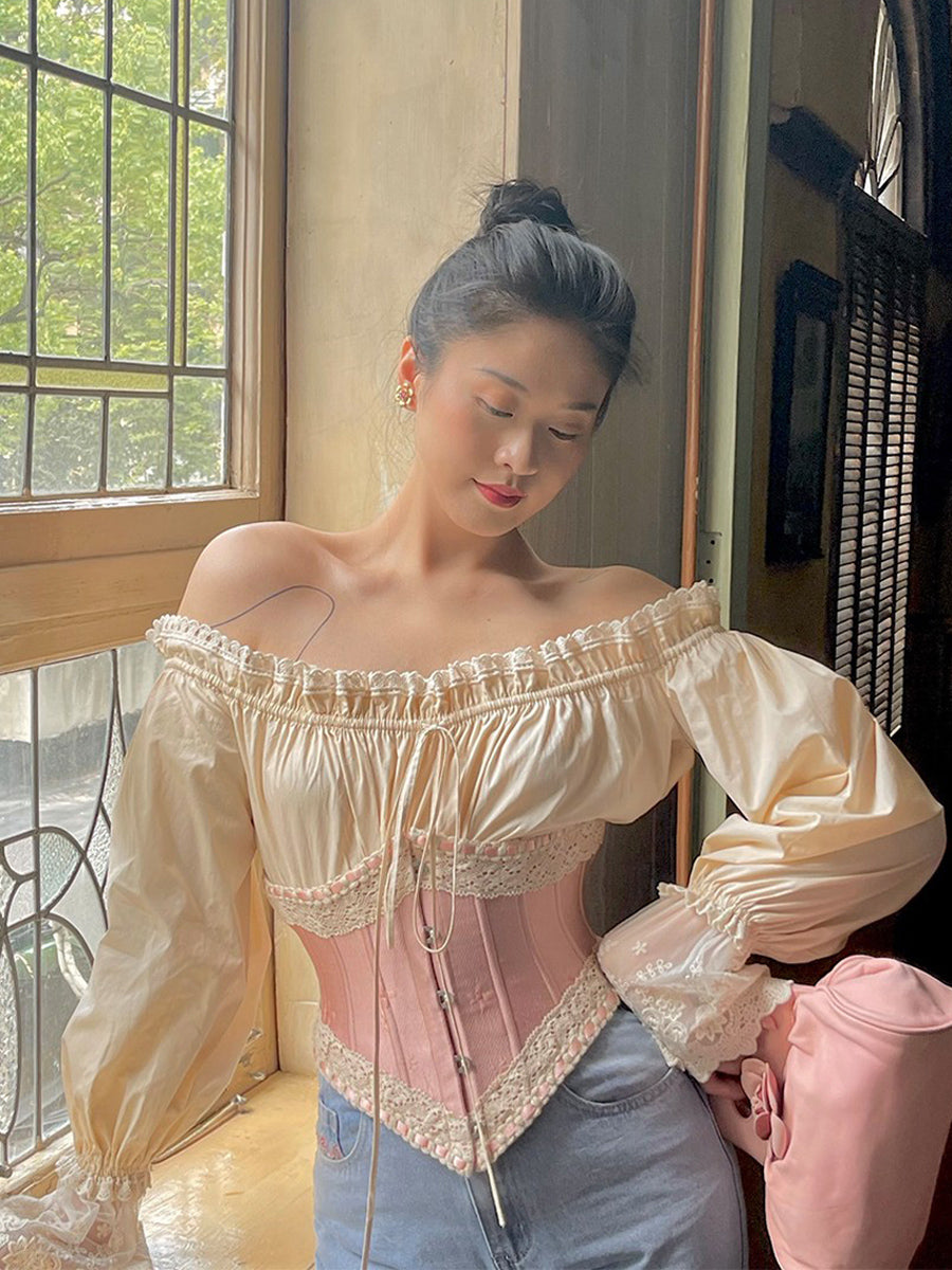 Medieval French Lace Strap Dress Girl