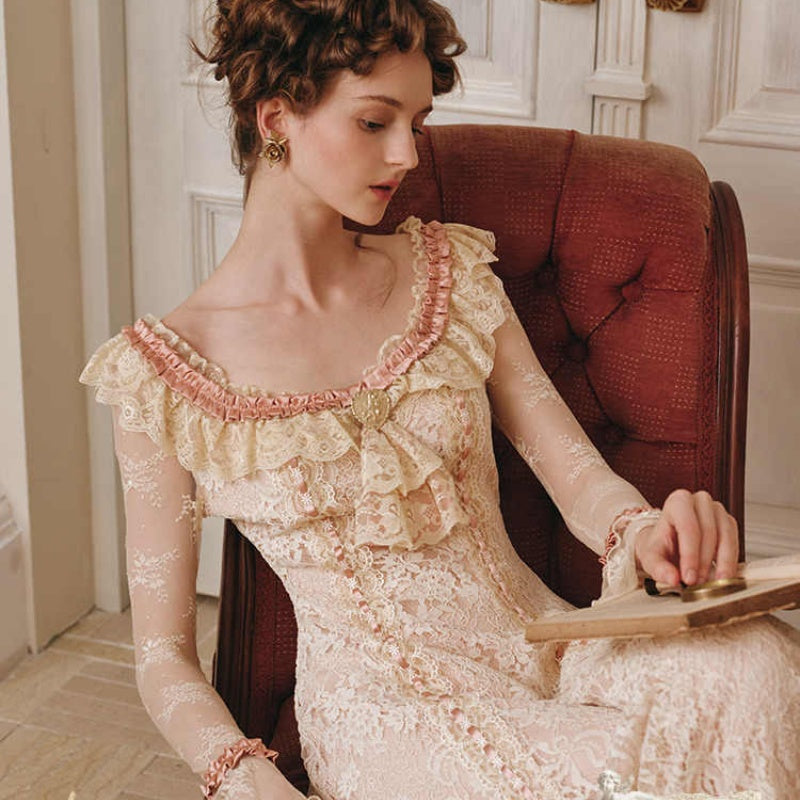 French Fairy Sweet Delicate Lace Princesscore Dress