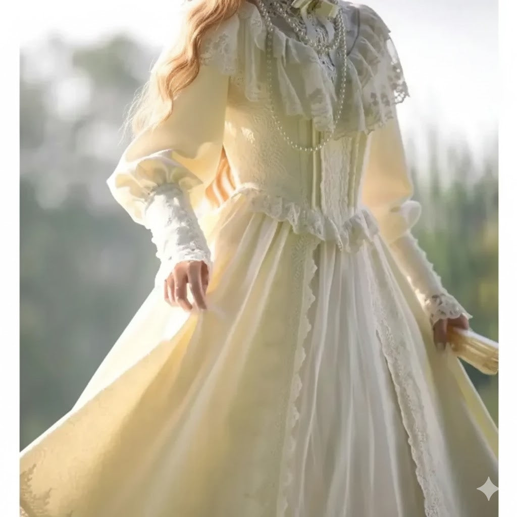 Coalfell French Hepburn Style White Lace Dress Female Parisian New Birthday Dress Elegant Long Dress Women's Clothing