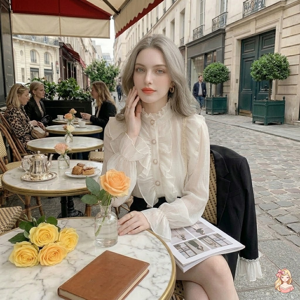 La Petite Chantilly Apricot Lace Blouse | Flight Sleeve Court Top | Vintage Niche Blouse | Parisian Princess
