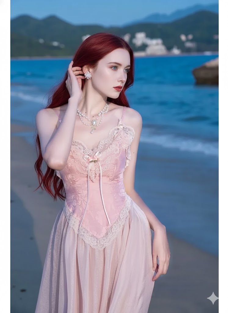 Vintage French Pink Dresses For Women Parisian Pink Jacquard Lace Sexy Spaghetti Strap Dress Party Night Robe Rose Fairy Vestidos