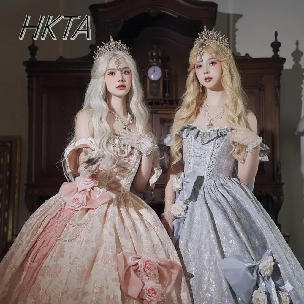 Lolita Original Princess Dress Fashion Sweet Flower Bead High Waist Slim Long Suspender Dress Wedding Gorgeous Adult Party Dress