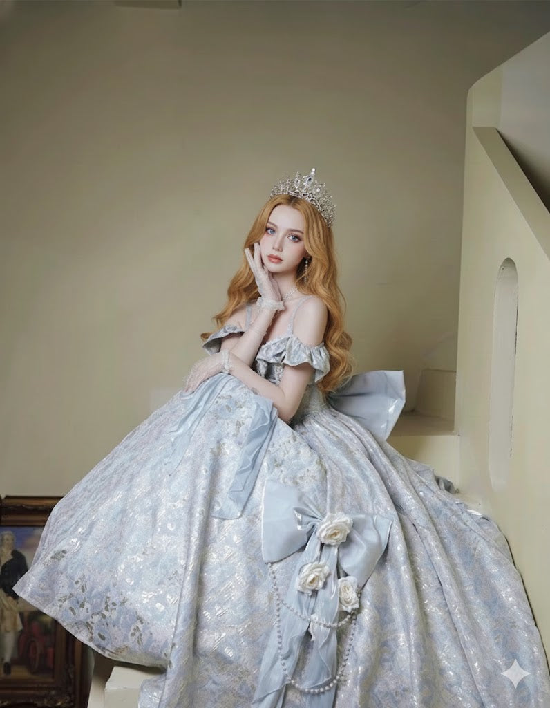 Lolita Original Princess Dress Fashion Sweet Flower Bead High Waist Slim Long Suspender Dress Wedding Gorgeous Adult Party Dress