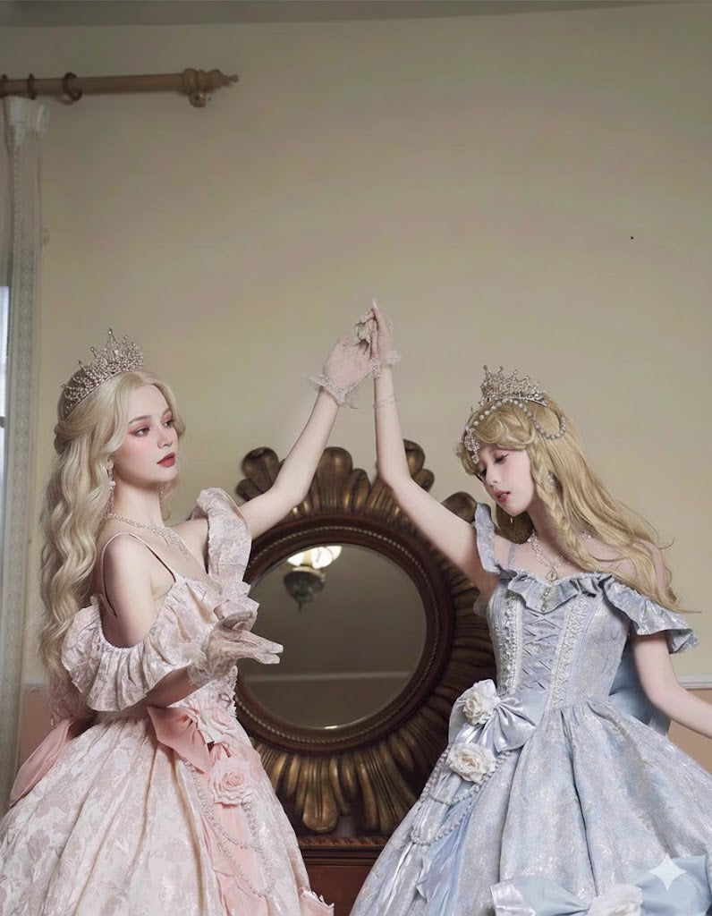 Lolita Original Princess Dress Fashion Sweet Flower Bead High Waist Slim Long Suspender Dress Wedding Gorgeous Adult Party Dress